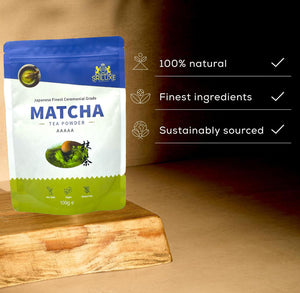 SRILUXE - Ceremonial Matcha Green Tea Powder - Premium Grade-100g. Produced in Japan, Uji, Kyoto. Use for Drinking, Cooking, Baking, Smoothie Making and with Milk. Vegan & Vegetarian Friendly (AAAA Grade)