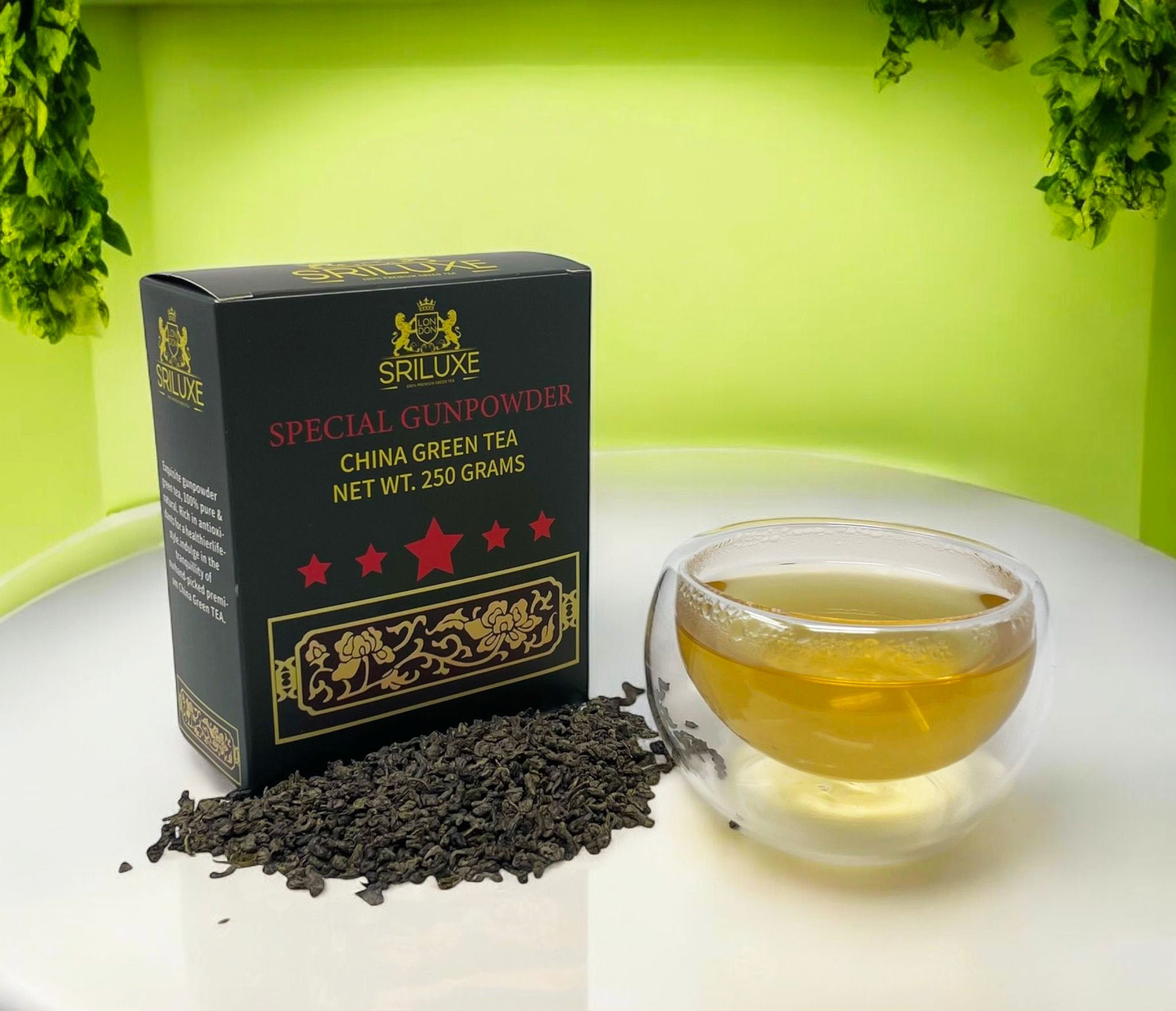 SRILUXE - Pack of 2 Loose Leaf Special Gunpowder Green Tea | Full-bodied Flavour | 100% Pure & Natural | Fresh Harvest NON GMO | Vegan Friendly (2 x 250g)