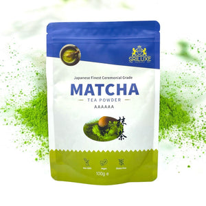 SRILUXE - Ceremonial Matcha Green Tea Powder - Premium Grade-100g. Produced in Japan, Uji, Kyoto. Use for Drinking, Cooking, Baking, Smoothie Making and with Milk. Vegan & Vegetarian Friendly (AAAA Grade)