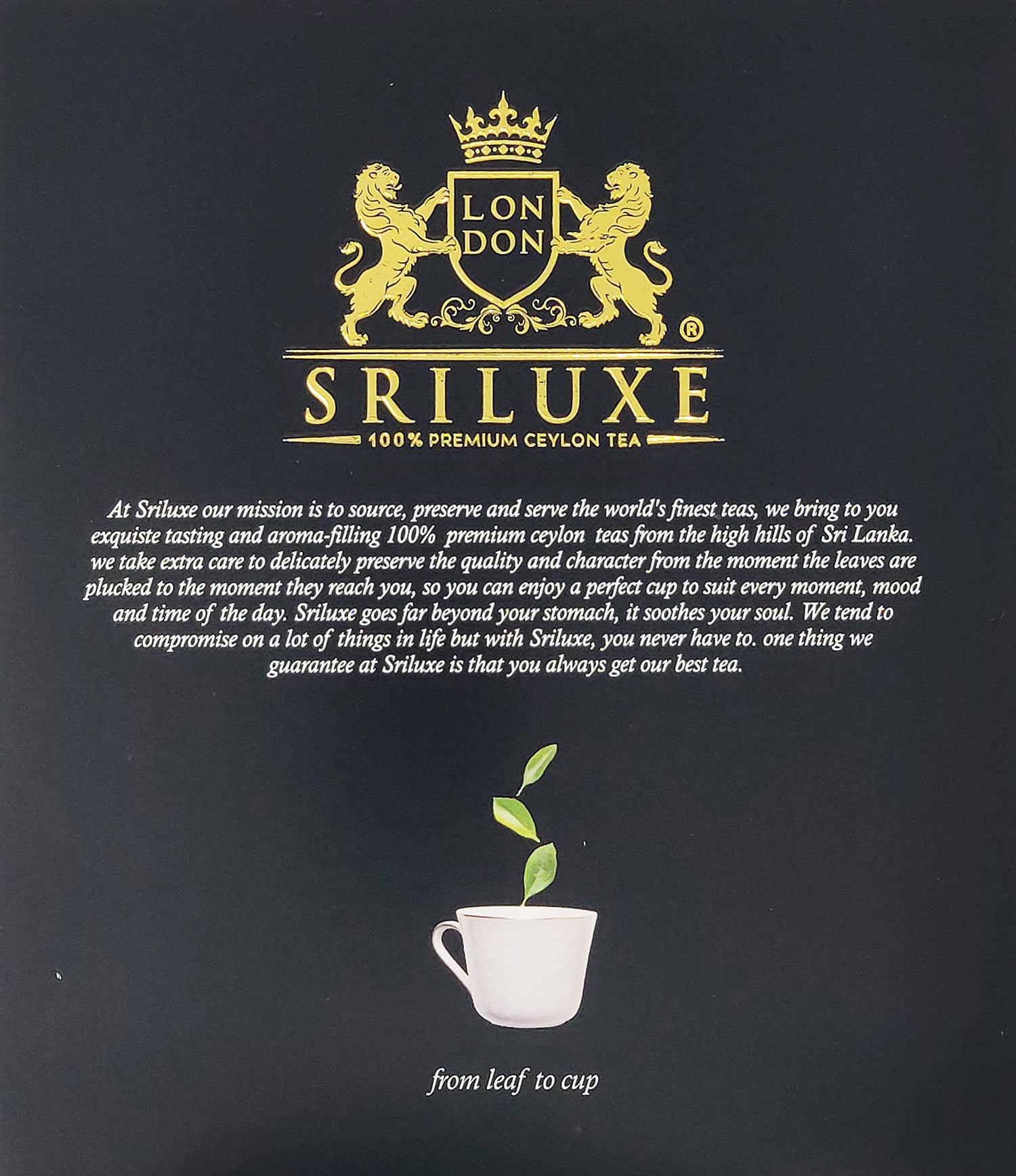 SRILUXE - Premium Quality Ceylon Earl Grey Tea Bags Finest Black Tea